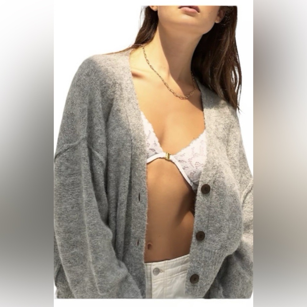 Free People Cloudy Day Cardigan Size Small Gray Alpaca Wool Blend Oversized